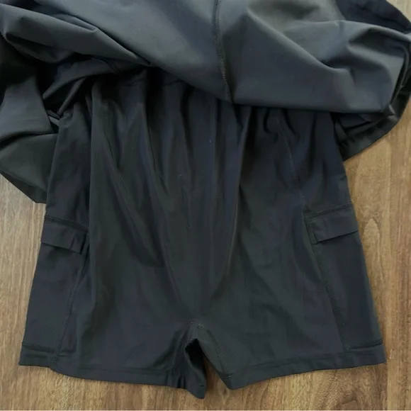 OUTDOOR VOICES Black One Shoulder Athletic Dress Built-in Shorts Activewear | L - Picture 6 of 10